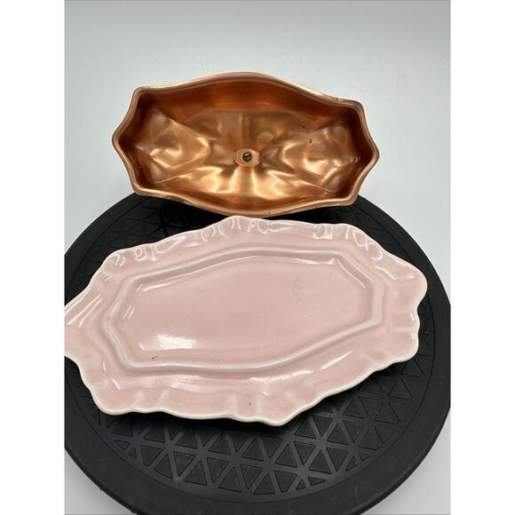 Vintage Ceramic Butter Dish Pottery Studio art USA Cooper Lid MCM - Picture 5 of 9